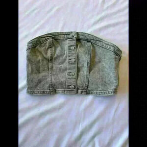 M denim cropped cargo bustier bralette top Size S